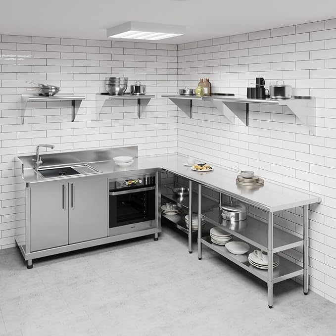 AmGood 36" Long X 18" Deep Stainless Steel Wall Shelf | NSF Certified | Appliance & Equipment Metal Shelving | Kitchen, Restaurant, Garage, Laundry, Utility Room