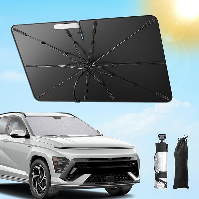 SXCY for 2024 2025 Hyundai Kona Windshield Umbrella Sunshade [Easier Foldable] for 2024 2025 Hyundai Kona Accessories 2025 Kona Sunshade Umbrella 2025 Kona Windshield Umbrella Sun Shade
