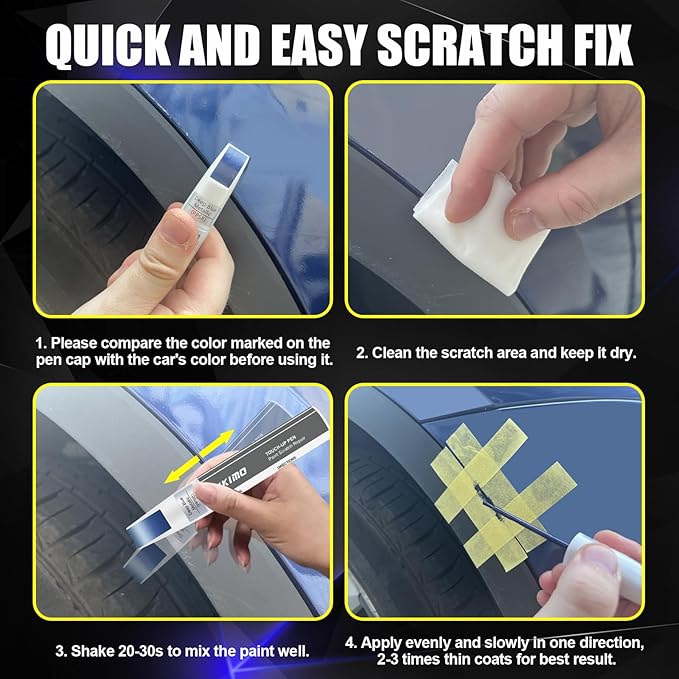 KIKIMO for Tesla Touch Up Paint(Pearl White Multi-Coat(PPSW)), Car Paint Repair Kit for Tesla Model Y/3/S/X, 2 In 1 Scratches Repair with Pen Tip and Brush, Color-Matched for Quick & Easy Fix