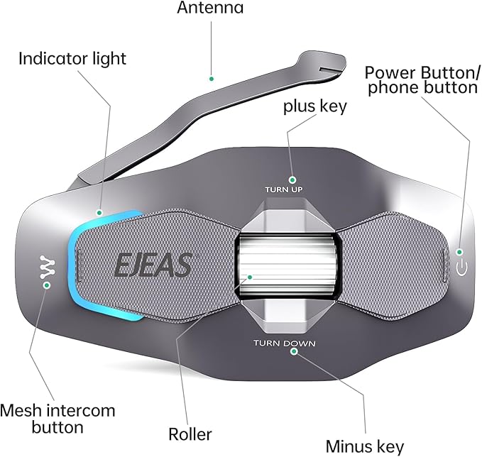 SolaMr X10 Motorcycle Helmet Bluetooth Headset Speakers Headphone, Ski Helmet Intercom Integrated Mesh Communication System Support 10 Riders with Bluetooth 5.1, Noise Cancellation, FM Radio, Sliver