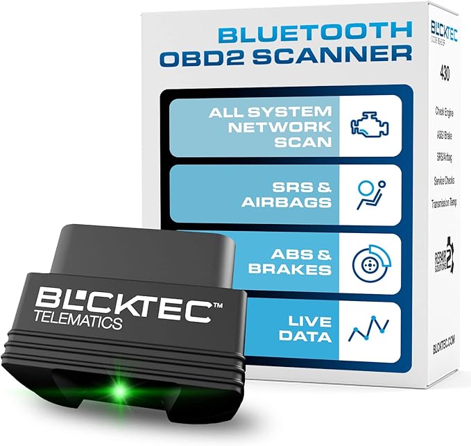 BLCKTEC 430 Bluetooth OBD2 Scanner for iPhone & Android, No Subscription Fee, OBDII Car Code Reader, Diagnose Check Engine, ABS, SRS, Airbag, Supports 1996-2023 Vehicles, App only works in USA &Canada