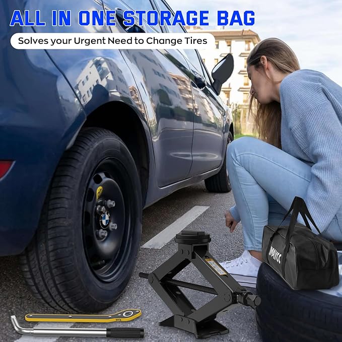 Car Jack Kit for BMW & MINI, 2.5 Ton Scissor Jack for BMW Vehicle with 2PCS Jack Pad, Portable Tire Changing Kit Compatible with B-M-W 1-3-5-7 Series, X-Series