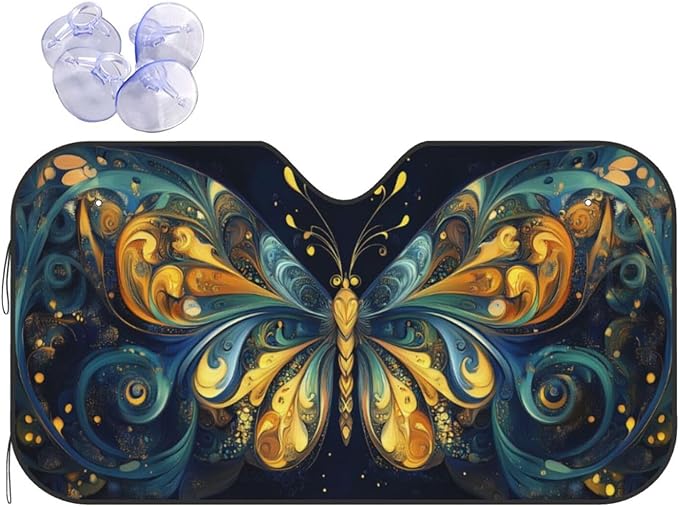 Beautiful Butterfly Car Sun Shade Windshield Sunshade Foldable Front Window Shield Cover for Truck SUV