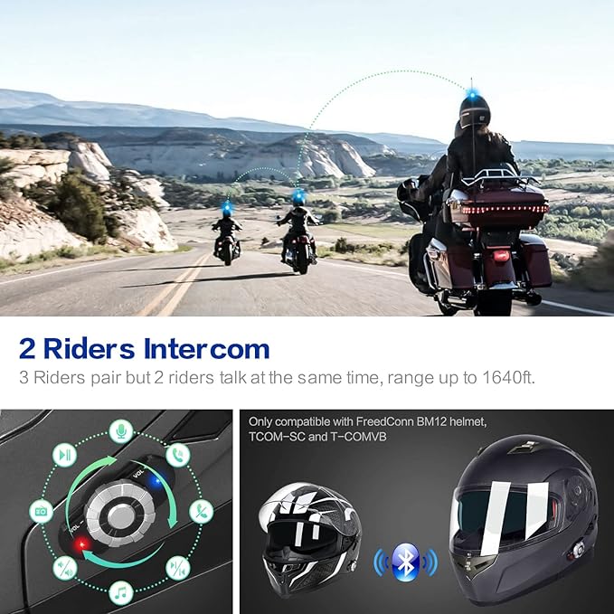FreedConn BM2-S Bluetooth Motorcycle Helmet, Flip-Up Modular Motorbike Helmet, 500M Connectivity for 2-3 Riders, Voice Dial, Hands-Free Call, MP3, FM, DOT Certified ( Medium, Gray)