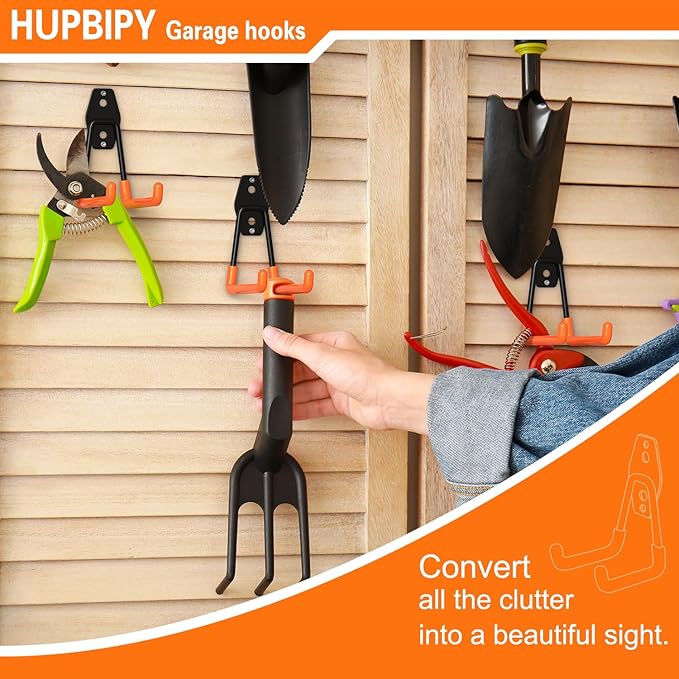 Heavy Duty Garage Hooks 8 Pack, 7.7 inch U Shaped Long Hanger, Wall Mounted Storage System, Power and Garden Tool Organizer, for Hanging Ladders, Bikes, Hose, Bulk Items and More