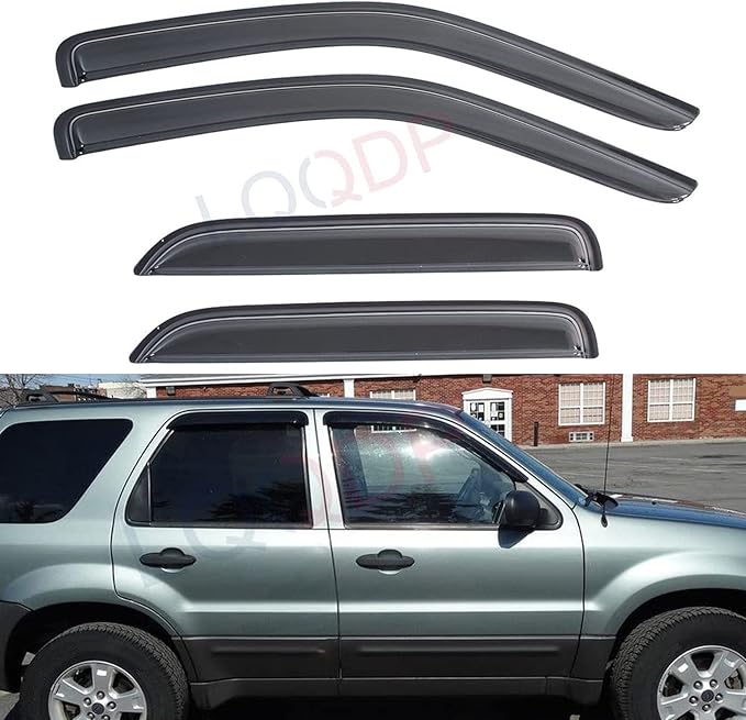 4pcs Front+Rear Smoke Sun/Rain Guard Outside Mount Tape-On Window Visors Compatible with 01-12 Escape 08-11 Tribute 05-11 Mercury Mariner