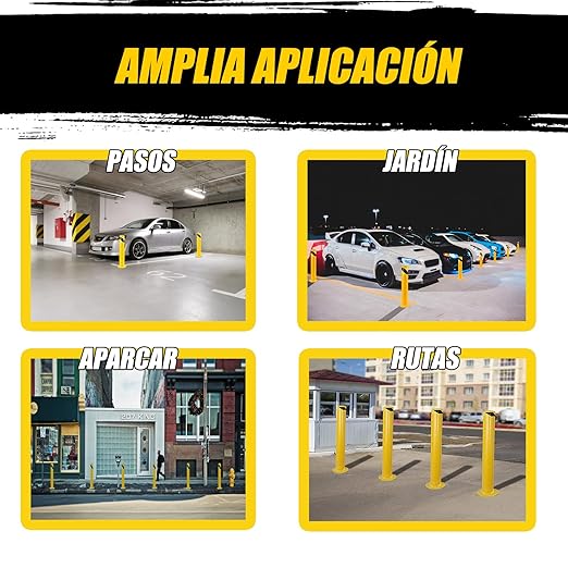 Safety Bollard Post, Steel Bollards,Parking Bollard, Yellow Powder Coated Safety Parking Barrier Post, for Traffic Sensitive Areas (6, 36"H*3.5"D)