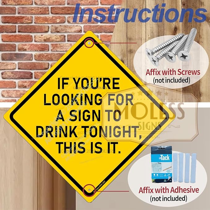 Drink Tonight Bar Sign | 12x12″ Durable Funny Man Cave Decor Metal Beer Signs Wall Decorations for Home Bar/Basement/Garage/Mancave, 2352