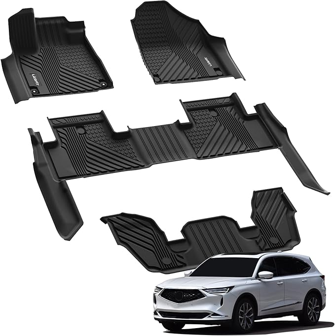 LASFIT Floor Mats for Acura MDX (2022-2026) All Weather Floor Liner TPE Custom Fit Car Mats for Acura MDX 1st & 2nd & 3rd Row Mats, Black,Tasteless, Durable and Easy to Clean
