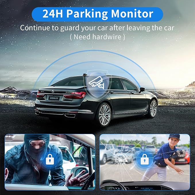 4 Channel Dash Cam Front and Rear, 360°Dash Camera for Car FHD 2K+3x1080P Touch Screen, 8 IR Night Vision, 5G WiFi, APP Control, G-Sensor, Loop Recording, Built-in GPS with 64GB Car, 24H Parking Mode