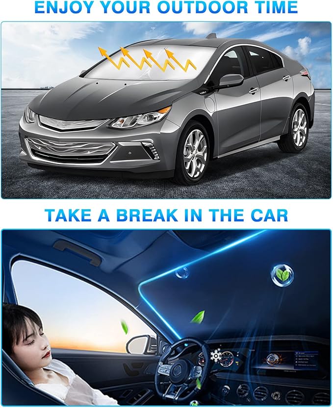 KUST Windshield Sun Shade for Chevy Volt 2016–2019 Window Shade Sun Visor Cover Foldable Blocks UV Rays Keep Your Car Cooler