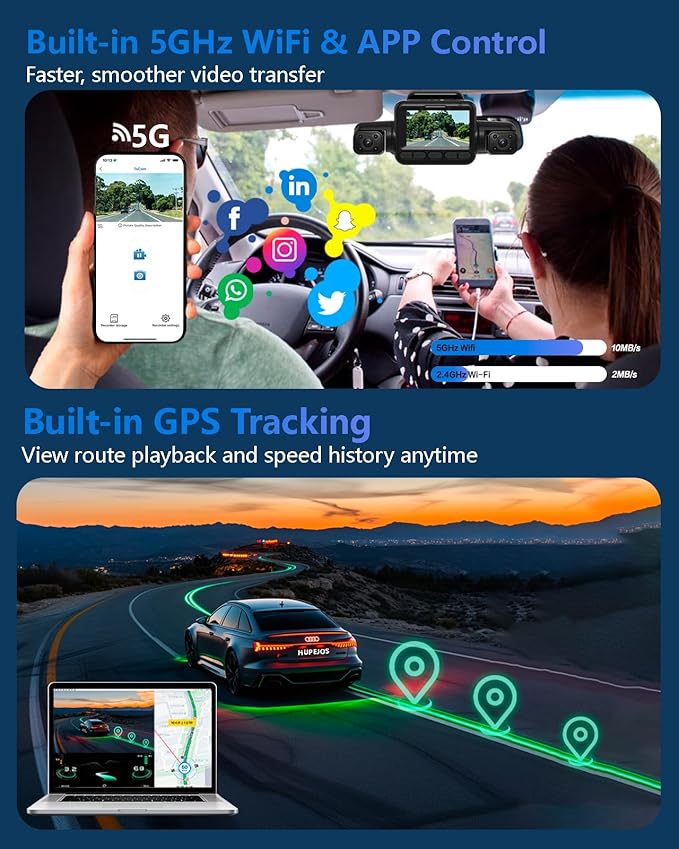 AI Dash Cam Front Rear Inside with Driver Monitor System, 360° Car Camera 4K, 4 Channel Camera for Cars Built-in WiFi GPS, Dashcam with 128GB SD Card, Night Vision, 24H Parking Mode, Upgrade DMS V8Pro