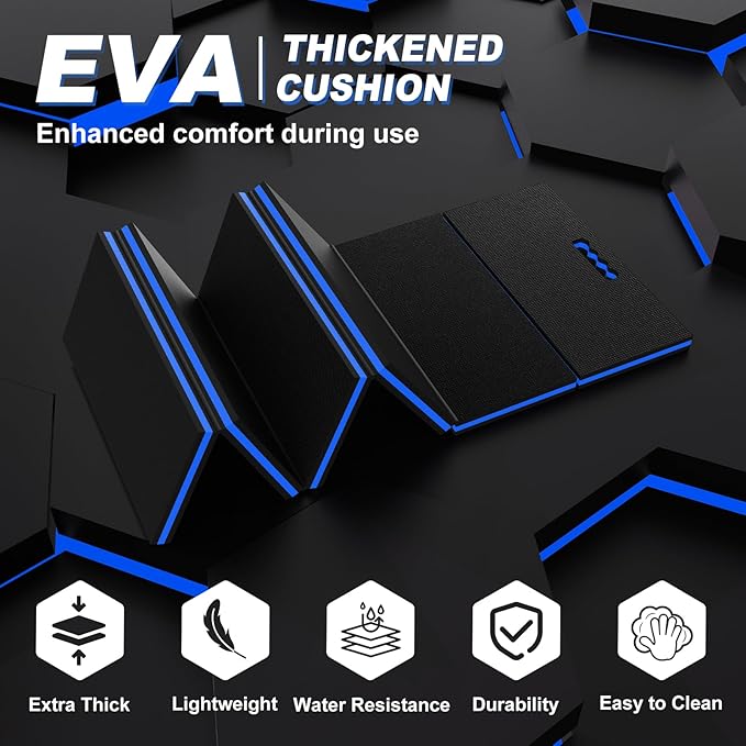 Thick Mechanic Mat, Foldable EVA Mat with Magnetic Tool Compartments, Waterproof Mechanic Kneeling Pad with Handle for Garage Workshop Repairing Gardening, 46.5" x 15.8" x 1.1 ", Black & Blue