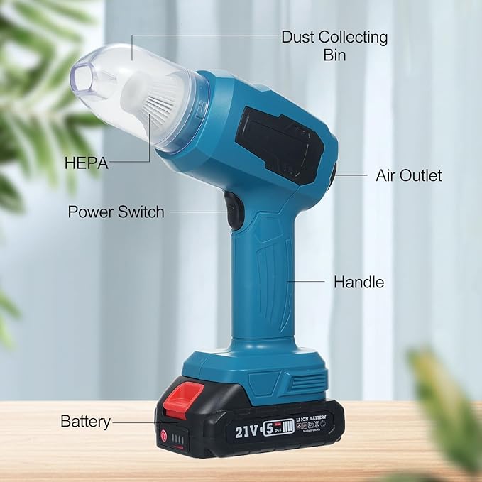 Handheld Car Vacuum, 16000PA 4 in 1 Mini Cordless Vacuum Cleaner and Air Duster with Multi-Nozzles Rechargeable Battery Dual Filter for Home, Car, Office, Pet Hair, Keyboard, Desktop