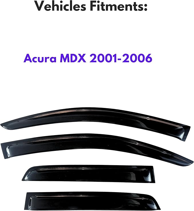 KPY Window Visor Compatible with Acura MDX 2001-2006, Rain Guard Window Vent Deflectors Tape-On Style, 2001 2002 2003 2004 2005 2006