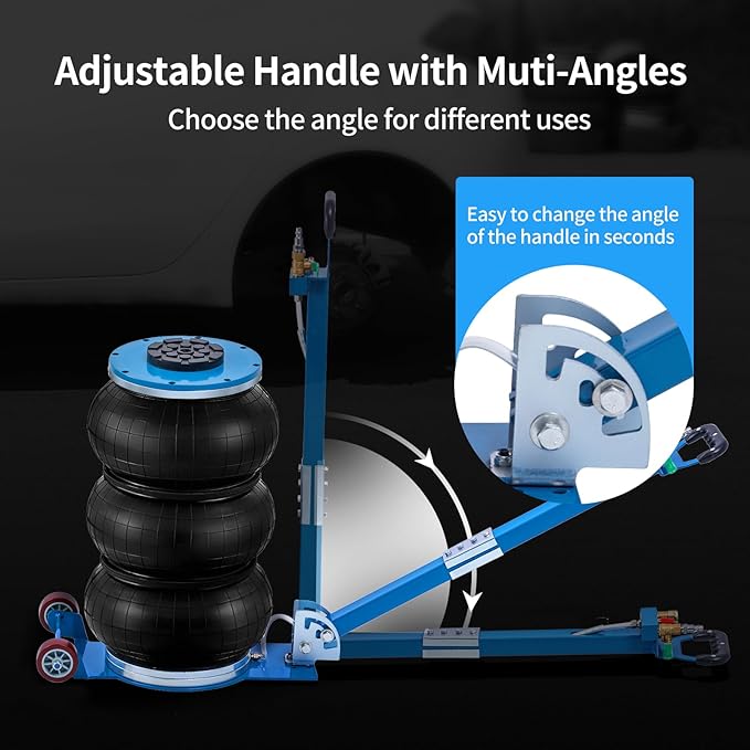 CXRCY 5 Ton Air Jack for Cars & Trucks - 11000LBS Capacity Pneumatic Airbag Jack with Adjustable Long Handle, Fast Lifting up to 16 Inch for Cars,Trucks (Blue Triple Bag Air Jack)