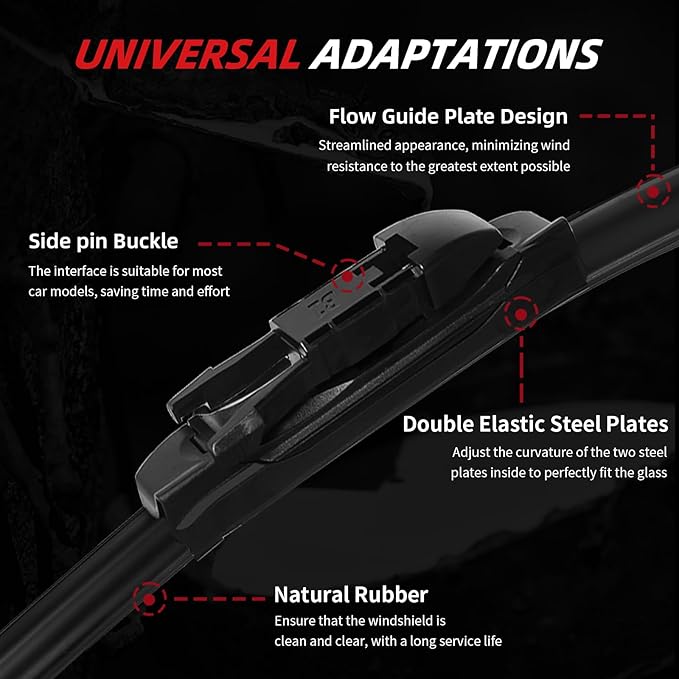 OTUAYAUTO Premium Windshield Wiper Blades - Replacement for Chevrolet Traverse 2012-2017 - Precision Fit, All-Weather Performance, Front and Rear Wiper Blades, Pinch Tab - 24"+21"+13" (Pack of 3)
