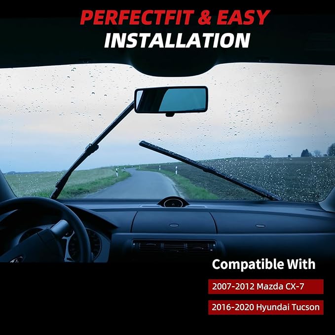 OTUAYAUTO Premium Windshield Wiper Blades - Replacement for Hyundai Tucson 16-20, Mazda CX7 07-12 - Precision Fit, All-Weather Performance, Front and Rear Wiper Blades, U Hook - 26"+16"+14" (Pack 3)