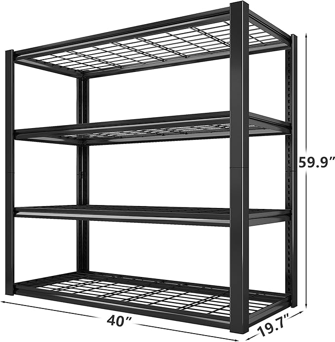 REIBII 40" W Storage Shelves 2200LBS Garage Shelving Heavy Duty Metal Shelving Adjustable Metal Shelves Industrial Shelf for Warehouse Basement Pantry Kitchen, 3 Pack
