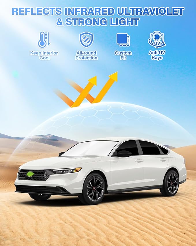 Sunshades for Honda Accord 2023-2025 2026 Accessories Windshield Sun Shade Side Rear Window Shade Cover Sun Visor Shield Privacy Protection Keep Vehicle Cool Black 8PCS