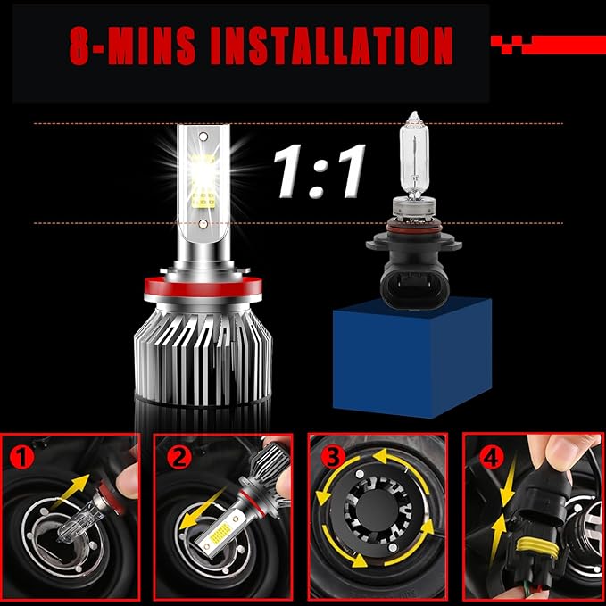 High Low Beam Fog Light Bulbs Combo Pack Fit For Ford Focus 2012 2013 2014 2015 2016 2017 2018 Driving Light Plug and Play,6500K White Car Lamp Bulb Kit,IP68 Pack of 6