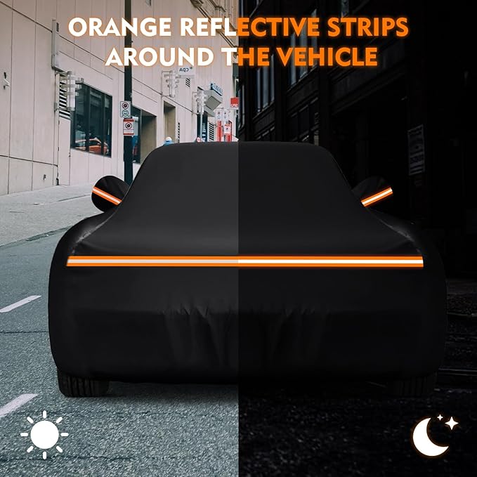 QUNSUNUS Waterproof Car Cover for C4 Corvette 1984-1996, Outdoor Car Covers with Zipper, All Weather Full Exterior Cover with Straps and Elastic Edges for Wind, Sun, UV and Dust Protection