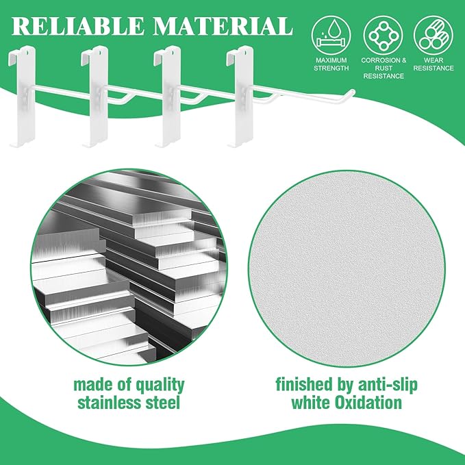 40Pcs 4" Gridwall Display Hooks Assortment Set, White Metal Grid Wall Panel Hanging Display Hook for Garage Shop Retail Storage, Wire Diameter 5mm// 0.2”