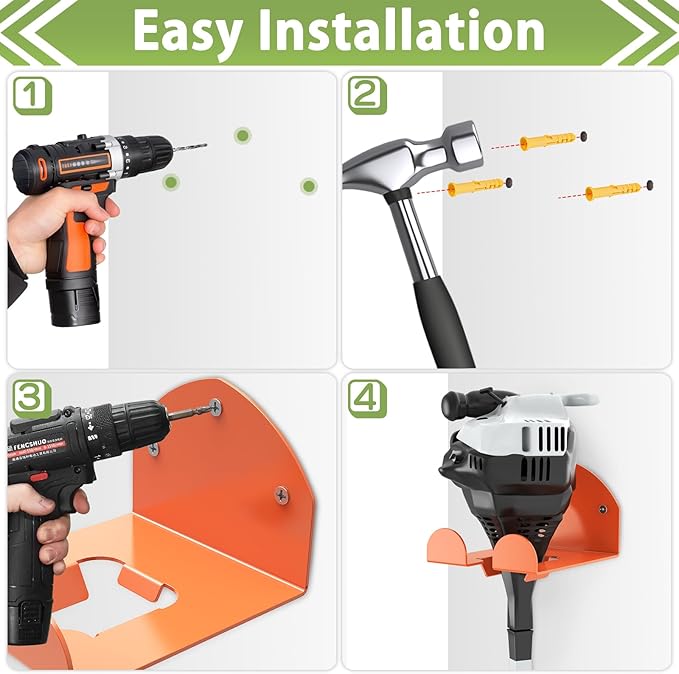 Trimmer Rack Wall Mount Heavy Duty Weedeater Hanger for Garage Wall Bracket Garage Organizer Weed Eater Hanger for Grass Trimmer, Garden Tools 1 Pack