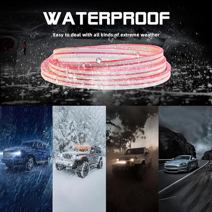 Car LED Strip Light For Trunk, 79Inch IP67 Silicone Waterproof Neon Light Strip Embedded, Flexible Cutting Universal Auto Interior Lights(Pink)