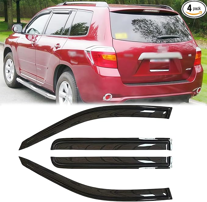 Rainproof Side Window Wind Deflectors for 2011-2017 Jeep Compass (Old Body Style), Tape-on Sun Rain Guard Sets,Nice Looking Window Visors for Cars,Vent Deflector for 11-17 Jeep Compass 94540