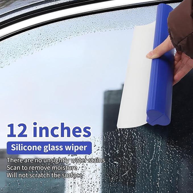 2 Pack 12inch car Squeegee,Silicone Squeegee,car Window Squeegee,Flexible T-Bar Water Blade for Car for Car Or Home Use,Washing,Wiping Glass, Mirror,Shower Doors,Blue