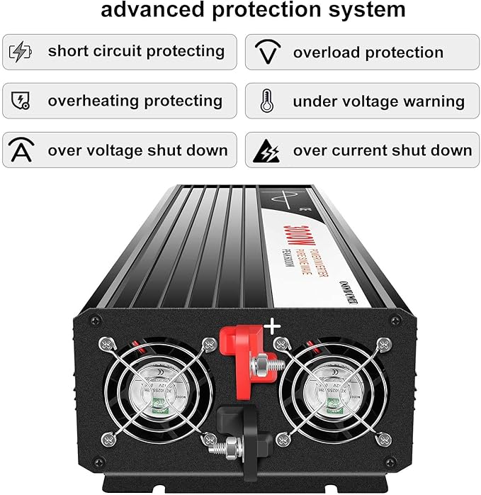 Xijia 3000W (Peak Power 6000W) Pure Sine Wave Inverter DC 36V to AC 120V 60HZ Solar Converter for Home Use car (DC36V (Range 30V-45V) 3000W)