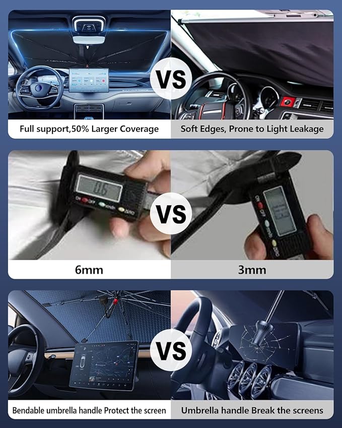 Foldable Windshield Sun Shade Umbrella – Reflective Car Window Cover for Front Windshield, Heat Blocker for SUV, Truck, Sedan – Easy Storage with Bendable Handle