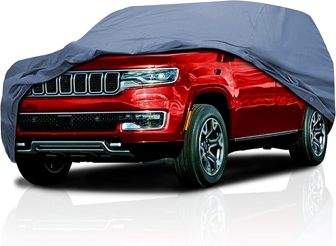 USCarCover Supreme Car Cover for 2022-2023 Jeep Grand Wagoneer SUV 4-Door, Breathable Full Coverage Semi Custom Fit Car Cover, Indoor Outdoor All Weather Protection Indoor/Outdoor, gray