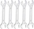 HARFINGTON 5pcs Double Open End Wrench 12mm x 15mm Metric 15 Degree Offset Angle Small Flat Head Wrench Galvanizing Open Ended Spanner for Automotive Repair Furniture Assembly