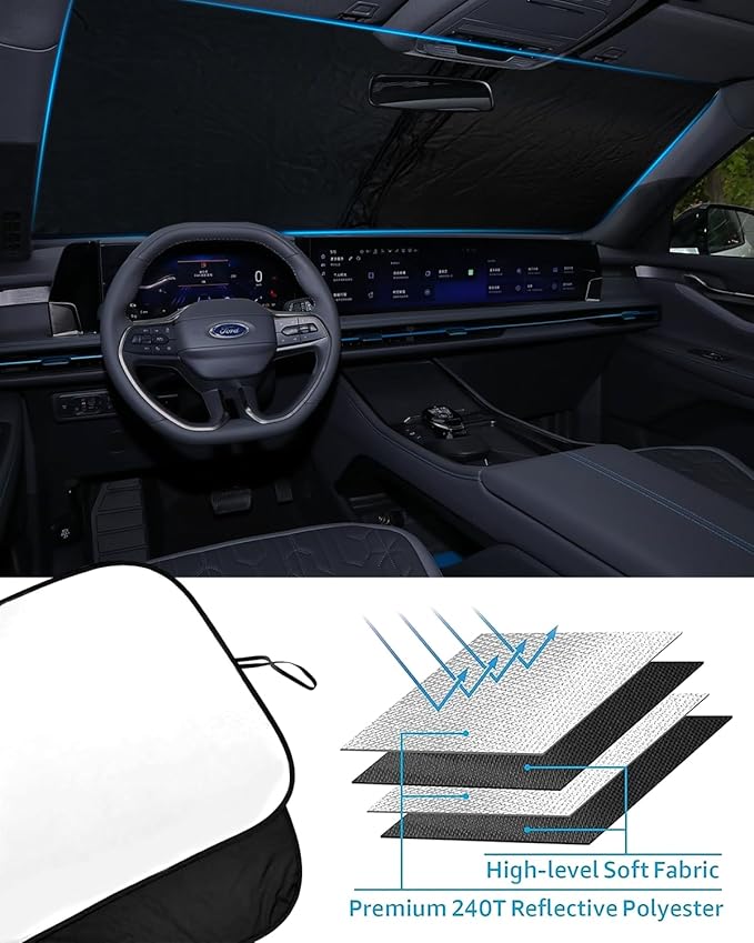 2025 Upgrade Front Windshield Sunshade fit for Ford Edge 2015-2024 Reflector Foldable Car Shade Automotive Windshield Sunshades Ford Edge Windshield Sun Shade |Keeps Your Vehicle Cool|