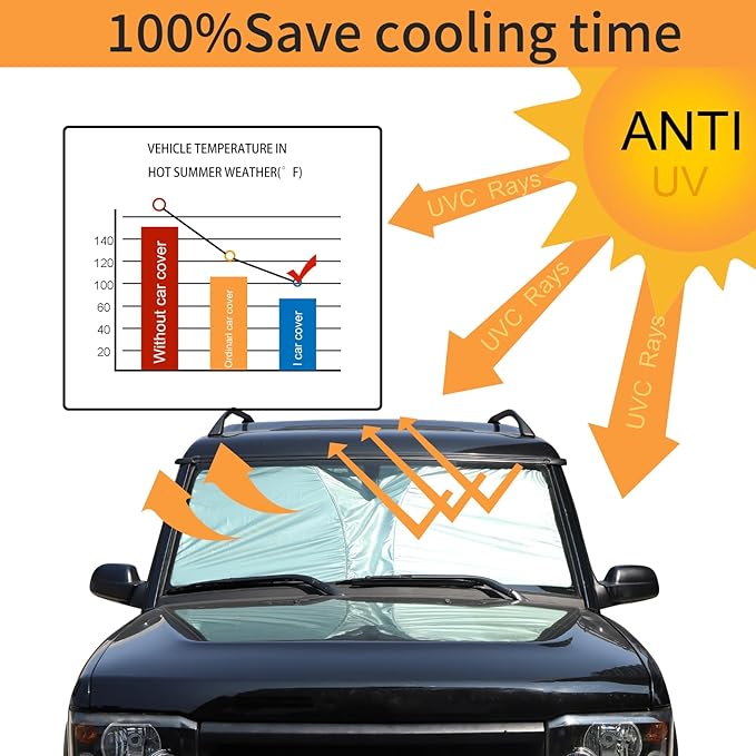 Windshield Sunshade Fit for Land Rover Discovery 2 LR2 1998-2003, Folding Car Sun Shade for Front Window, Auto Sun Protection Visors Blocks UV Rays and Keeps Vehicle Cool