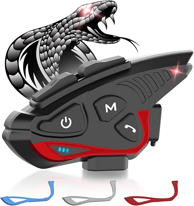 Moman Motorcycle Intercom Headset, CP-S 8 Riders 2000M Group Helmet Communication System, Universal Pairing with HiFi Noise Cancellation Music Share FM Radio Helmet Group Communicator for Motorbike