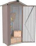 Outdoor Metal Storage Shed, Waterproof Garden Tool Shed with Lock, Galvanized Steel Utility Cabinet, Weather-Resistant Storage Locker for Backyard, Patio, Garage Tools Organization (Brown)