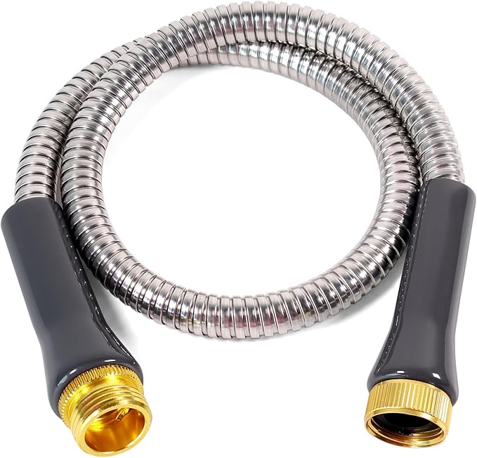 Short Garden Hose 3 Ft – Lightweight Leader Hose Extension-304 Stainless Steel Water Hose, Flexible Small Extender Hose for Garden, Outdoor Use (3 FT)