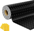 7.5x20 FT Garage Floor Mat, 2.8mm Thickened Flooring Roll with 20Pcs Tapes, Diamond Plate PVC Rubber Trailer Mat, Non-Slip Floor Protector Mat for Garage, Warehouse, Gyms, Trailer(Black)