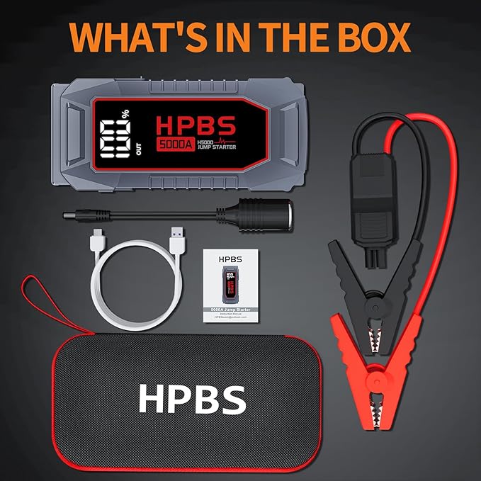 Car Jump Starter - 5000A Peak Jump Starter Battery Pack for Up to All Gas and 10.0 L Diesel Engines, 12V Portable Battery Jump Starter with 3.0" LCD Display