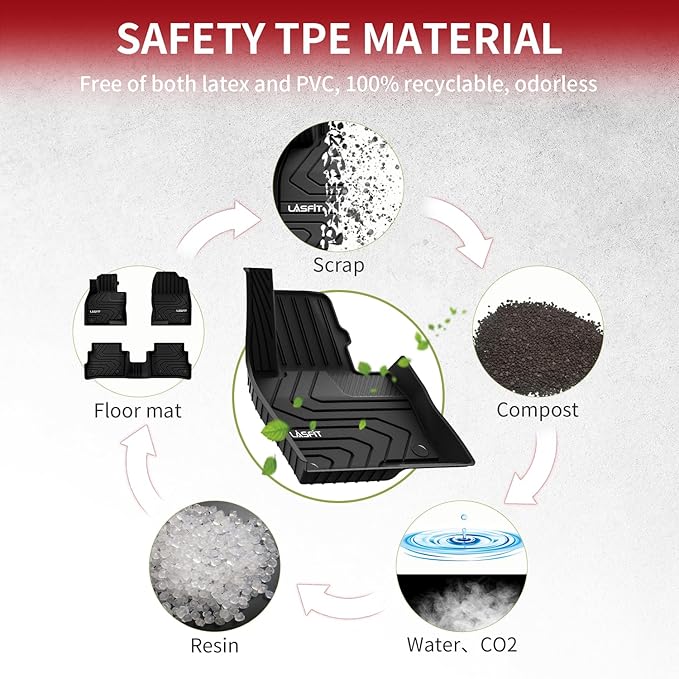 LASFIT Floor Mats Fit for Mazda CX5 2025 2024 2023 2022 2021 2020 2019 2018 2017 Custom Fit TPE All Weather Floor Liners 1st & 2nd Row Car Mats for Mazda CX-5, Black