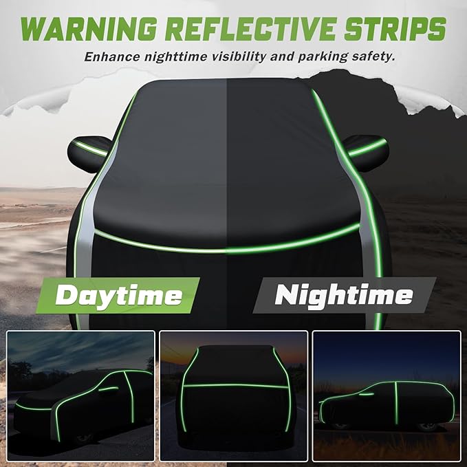 Mixsuper Liner Car Cover for Ford Explorer 1995-2026, 7 Layers Full Car Cover All Weather Car Covers for Explorer, Waterproof Outdoor Cover with Zipper Door Reflective Strips