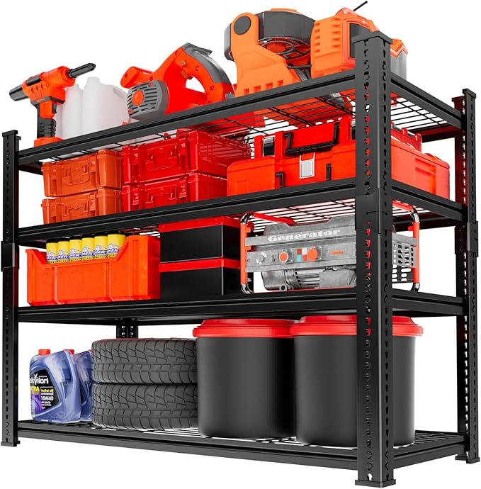 Storage Shelves, Garage Shelving Heavy Duty 1920LBS Capacity, 36"L x 16"W x 60"H Adjustable Metal Shelving Organizer Wire Rack, 4 Tier Utility Shelf Unit for Pantry Closet Warehouse Organization