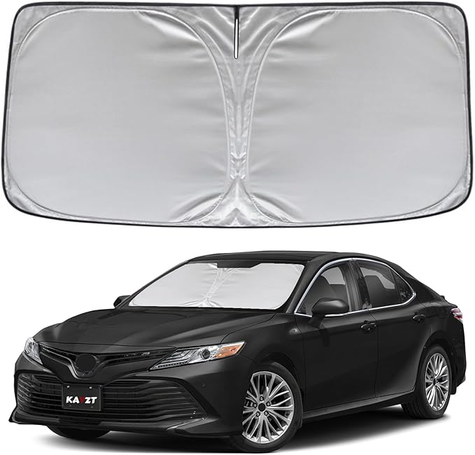 KAYZT Windshield Sun Shade for Toyota Camry 2018-2024 LE XLE Hybrid SE XSE Sedan Foldable Sunshade Front Window Custom Fit Accessories