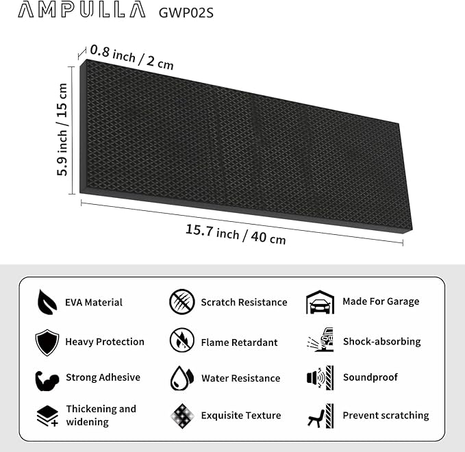 GWP02S Garage Wall Protector Car Door Protectors, Garage Accessories, Parking Stopper for Garage, Tool-Free, Designed in Germany (4-Pack Black)