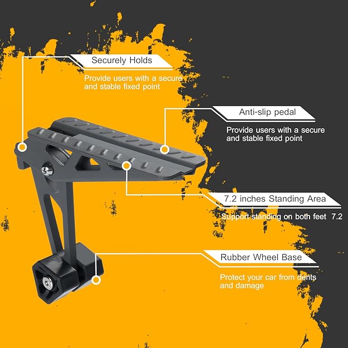 COWVIE Foldable Car Door Step Stand Pedal - Access to Vehicle's Top Roof Both Feet Stand Pedal Ladder for Most SUV Truck Jeep Black