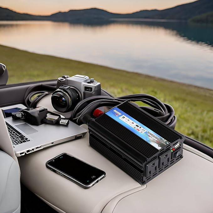 Power Inverter 1000W,Inverter 12v to 110v Car Power Inverters for Vehicles, DC to AC Car Plug Adapter Outlet Converter for Laptop Vehicles Camping Road Trip Essentials Adults