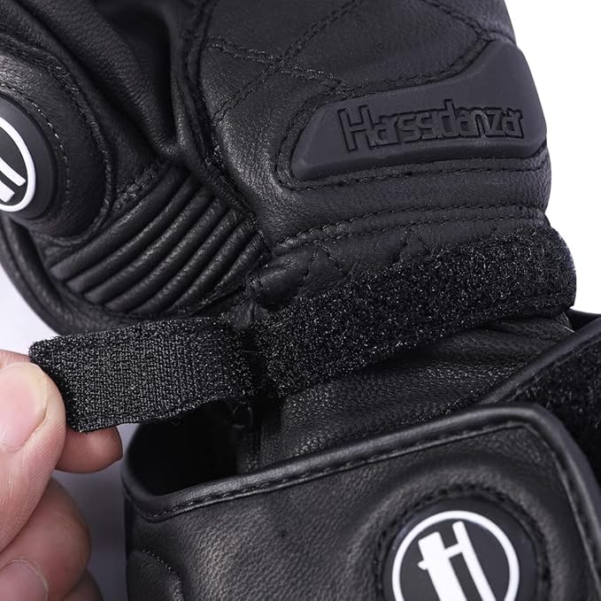 Harssidanzar Leather Motorcycle Gloves for Men and Women,Powersports Carbon Fiber Knuckle Protection Motorbike Gloves KM045